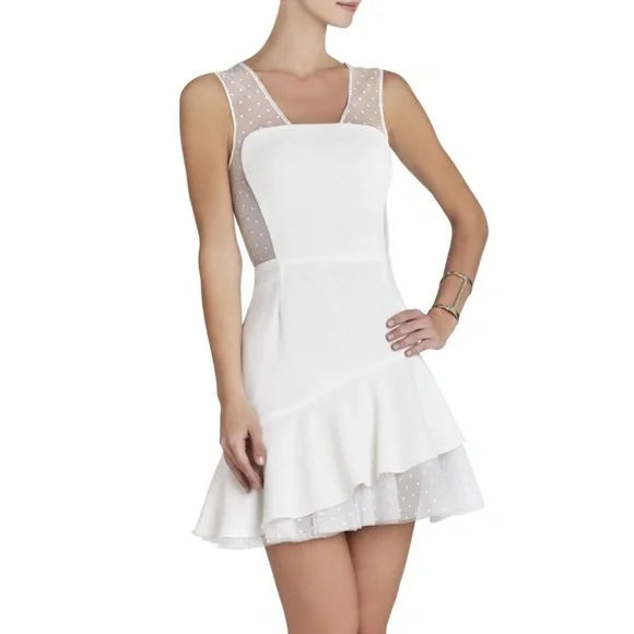 BCBGMaxAzria | Dresses | New Bcbgmaxazria Adrianna Asymmetrical Ruffle  Skirt Dress | Poshmark
